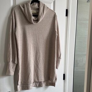 Maeve by Anthropologie Beige Taupe/Oatmeal Cowl Neck Tunic Sweater Size XS